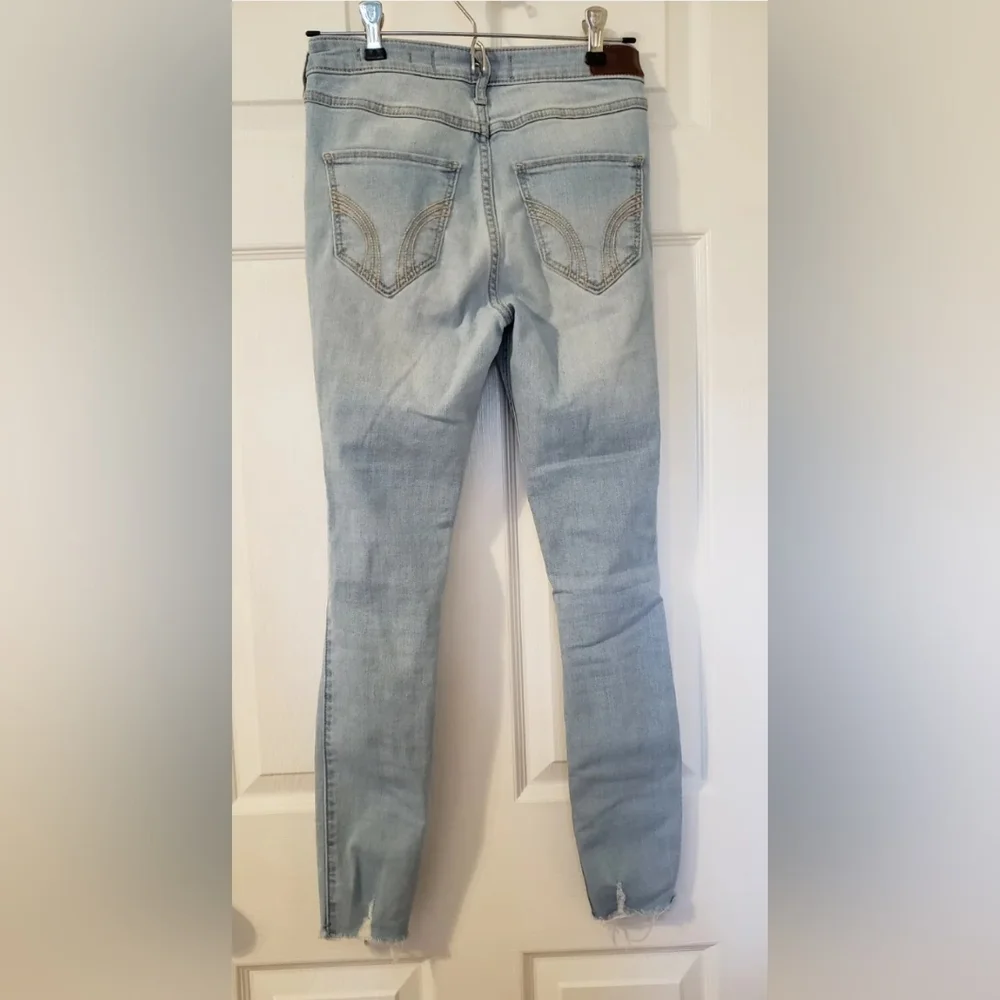 ❤️ HOLLISTER JUNIORS DISTRESSED HIGH-RISE CROP SUPER SKINNY JEANS 1R W 25 L 26 - Picture 7 of 11